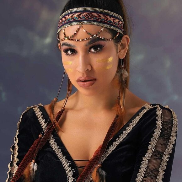 Boho Feather Headband Women Gypsy Beaded Hair Accessories Adjustable main image 6